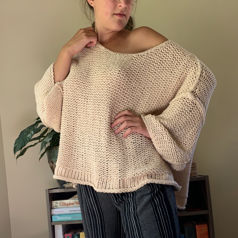 Oversized Cream Free People Sweater